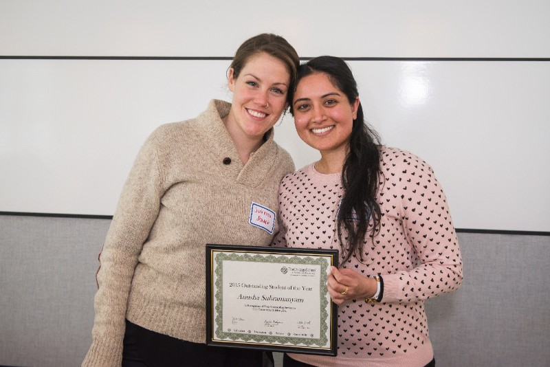 Outstanding Student of the Year - Anusha Subramanyam, The Community Builders Inc., pictured with Julianna Stuart